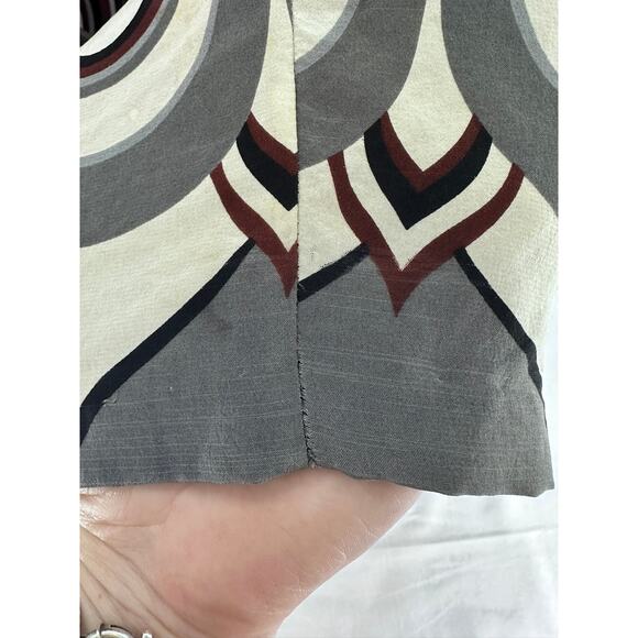 Tibi Women's sz 6 Tribal Print 100% Silk Shift Dress Tunic Mini Cap Sleeve Fall - Picture 7 of 10